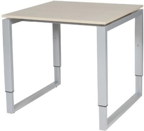 Schaffenburg Domino Plus bureau hoogte instelbaar (62-85cm) met 80x80cm'zwevend'lindberg eiken 20mm blad en aluminium (RAL9006) O-poot frame
