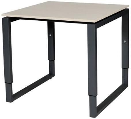 Schaffenburg Domino Plus bureau hoogte instelbaar (62-85cm) met 80x80cm'zwevend'lindberg eiken 20mm blad en zwart (RAL9011) O-poot frame