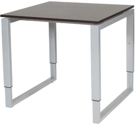 Schaffenburg Domino Plus bureau hoogte instelbaar (62-85cm) met 80x80cm'zwevend'wenge donker 20mm blad en aluminium (RAL9006) O-poot frame