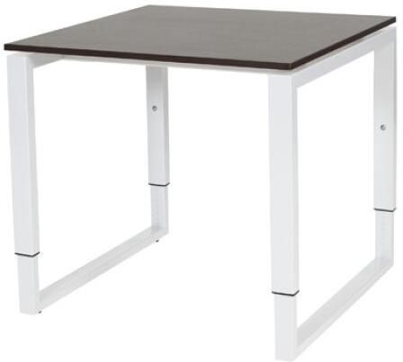 Schaffenburg Domino Plus bureau hoogte instelbaar (62-85cm) met 80x80cm'zwevend'wenge donker 20mm blad en wit (RAL9010) O-poot frame