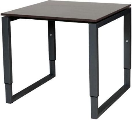Schaffenburg Domino Plus bureau hoogte instelbaar (62-85cm) met 80x80cm'zwevend'wenge donker 20mm blad en zwart (RAL9011) O-poot frame