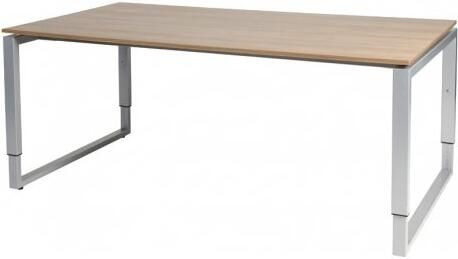 Schaffenburg Domino Plus vergadertafel hoogte instelbaar(62 85cm)met 180x100cm'zwevend'kersen licht 20mm blad en aluminium(RAL9006)O poot frame