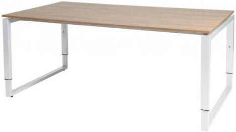 Schaffenburg Domino Plus vergadertafel hoogte instelbaar(62 85cm)met 180x100cm'zwevend'kersen licht 20mm blad en wit(RAL9010)O poot frame