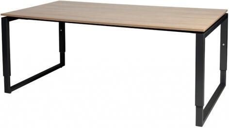 Schaffenburg Domino Plus vergadertafel hoogte instelbaar(62 85cm)met 180x100cm'zwevend'kersen licht 20mm blad en zwart(RAL9011)O poot frame