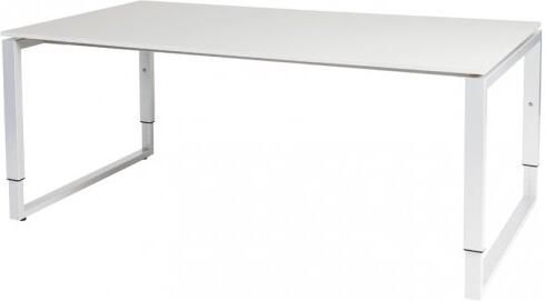 Schaffenburg Domino Plus vergadertafel hoogte instelbaar(62 85cm)met 180x100cm'zwevend'krijtwit 20mm blad en zwart(RAL9011)O poot frame