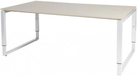 Schaffenburg Domino Plus vergadertafel hoogte instelbaar(62 85cm)met 180x100cm'zwevend'lindberg eiken 20mm blad en wit(RAL9010)O poot frame