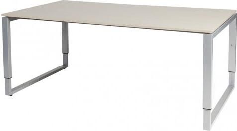 Schaffenburg Domino Plus vergadertafel hoogte instelbaar(62 85cm)met 180x100cm'zwevend'lindberg eiken 20mm blad en aluminium(RAL9006)O poot frame