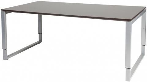 Schaffenburg Domino Plus vergadertafel hoogte instelbaar(62 85cm)met 180x100cm'zwevend'wenge donker 20mm blad en aluminium(RAL9006)O poot frame