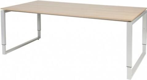 Schaffenburg Domino Plus vergadertafel hoogte instelbaar(62 85cm)met 200x100cm'zwevend'kersen licht 20mm blad en aluminium(RAL9006)O poot frame