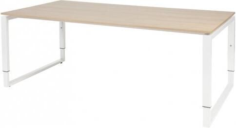 Schaffenburg Domino Plus vergadertafel hoogte instelbaar(62 85cm)met 200x100cm'zwevend'kersen licht 20mm blad en wit(RAL9010)O poot frame