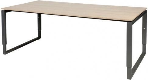 Schaffenburg Domino Plus vergadertafel hoogte instelbaar(62 85cm)met 200x100cm'zwevend'kersen licht 20mm blad en zwart(RAL9011)O poot frame