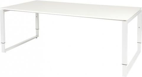 Schaffenburg Domino Plus vergadertafel hoogte instelbaar(62 85cm)met 200x100cm'zwevend'krijtwit 20mm blad en wit(RAL9010)O poot frame