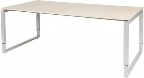 Schaffenburg Domino Plus vergadertafel hoogte instelbaar(62 85cm)met 200x100cm'zwevend'lindberg eiken 20mm blad en aluminium(RAL9006)O poot frame