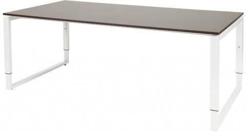 Schaffenburg Domino Plus vergadertafel hoogte instelbaar(62 85cm)met 200x100cm'zwevend'wenge donker 20mm blad en wit(RAL9010)O poot frame