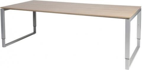 Schaffenburg Domino Plus vergadertafel hoogte instelbaar(62 85cm)met 220x100cm'zwevend'kersen licht 20mm blad en aluminium(RAL9006)O poot frame