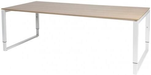 Schaffenburg Domino Plus vergadertafel hoogte instelbaar(62 85cm)met 220x100cm'zwevend'kersen licht 20mm blad en wit(RAL9010)O poot frame