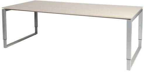 Schaffenburg Domino Plus vergadertafel hoogte instelbaar(62 85cm)met 220x100cm'zwevend'lindberg eiken 20mm blad en aluminium(RAL9006)O poot frame