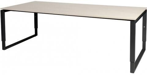 Schaffenburg Domino Plus vergadertafel hoogte instelbaar(62 85cm)met 220x100cm'zwevend'lindberg eiken 20mm blad en zwart(RAL9011)O poot frame