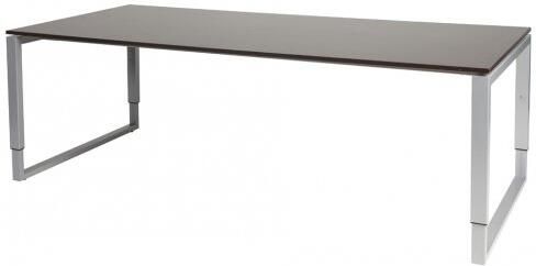 Schaffenburg Domino Plus vergadertafel hoogte instelbaar(62 85cm)met 220x100cm'zwevend'wenge donker 20mm blad en aluminium(RAL9006)O poot frame