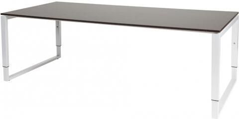 Schaffenburg Domino Plus vergadertafel hoogte instelbaar(62 85cm)met 220x100cm'zwevend'wenge donker 20mm blad en wit(RAL9010)O poot frame