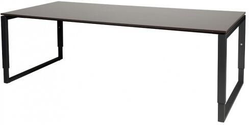 Schaffenburg Domino Plus vergadertafel hoogte instelbaar(62 85cm)met 220x100cm'zwevend'wenge donker 20mm blad en zwart(RAL9011)O poot frame