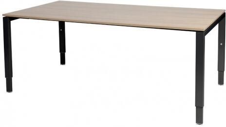 Schaffenburg Domino vergadertafel hoogte instelbaar(62 85cm)met 180x100cm'zwevend'kersen licht 20mm blad en zwart(RAL9011)N poot frame