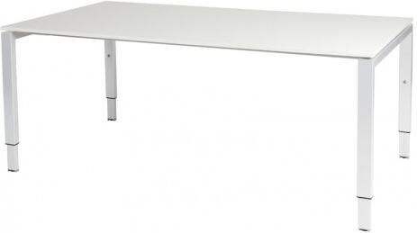 Schaffenburg Domino vergadertafel hoogte instelbaar(62 85cm)met 180x100cm'zwevend'krijtwit 20mm blad en wit(RAL9010)N poot frame