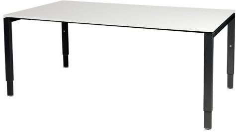Schaffenburg Domino vergadertafel hoogte instelbaar(62 85cm)met 180x100cm'zwevend'krijtwit 20mm blad en zwart(RAL9011)N poot frame