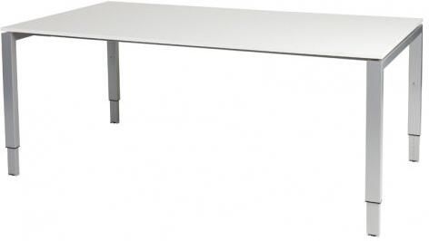 Schaffenburg Domino vergadertafel hoogte instelbaar(62 85cm)met 180x100cm'zwevend'krijtwit 20mm blad en aluminium(RAL9006)N poot frame