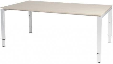 Schaffenburg Domino vergadertafel hoogte instelbaar(62 85cm)met 180x100cm'zwevend'lindberg eiken 20mm blad en wit(RAL9010)N poot frame