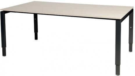 Schaffenburg Domino vergadertafel hoogte instelbaar(62 85cm)met 180x100cm'zwevend'lindberg eiken 20mm blad en zwart(RAL9011)N poot frame