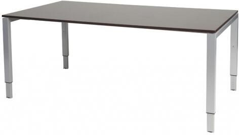 Schaffenburg Domino vergadertafel hoogte instelbaar(62 85cm)met 180x100cm'zwevend'wenge donker 20mm blad en aluminium(RAL9006)N poot frame