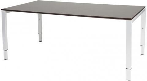 Schaffenburg Domino vergadertafel hoogte instelbaar(62 85cm)met 180x100cm'zwevend'wenge donker 20mm blad en wit(RAL9010)N poot frame