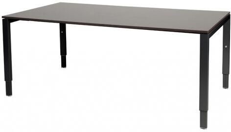 Schaffenburg Domino vergadertafel hoogte instelbaar(62 85cm)met 180x100cm'zwevend'wenge donker 20mm blad en zwart(RAL9011)N poot frame