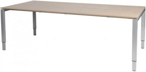 Schaffenburg Domino vergadertafel hoogte instelbaar(62 85cm)met 200x100cm'zwevend'kersen licht 20mm blad en aluminium(RAL9006)N poot frame