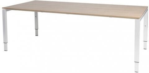 Schaffenburg Domino vergadertafel hoogte instelbaar(62 85cm)met 200x100cm'zwevend'kersen licht 20mm blad en wit(RAL9010)N poot frame