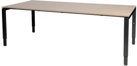 Schaffenburg Domino vergadertafel hoogte instelbaar(62 85cm)met 200x100cm'zwevend'kersen licht 20mm blad en zwart(RAL9011)N poot frame