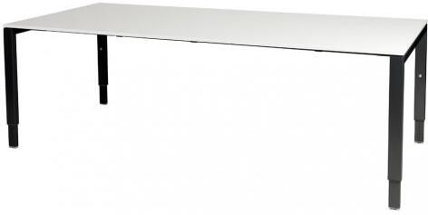 Schaffenburg Domino vergadertafel hoogte instelbaar(62 85cm)met 200x100cm'zwevend'licht grijs 20mm blad en zwart(RAL9011)N poot frame