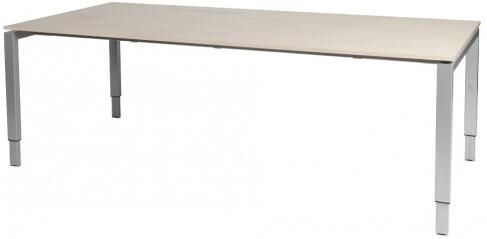 Schaffenburg Domino vergadertafel hoogte instelbaar(62 85cm)met 200x100cm'zwevend'lindberg eiken 20mm blad en aluminium(RAL9006)N poot frame