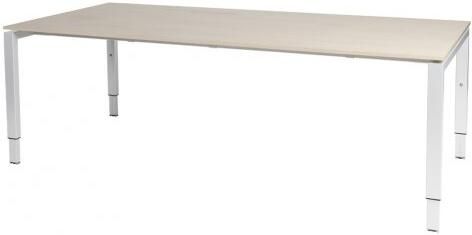 Schaffenburg Domino vergadertafel hoogte instelbaar(62 85cm)met 200x100cm'zwevend'lindberg eiken 20mm blad en wit(RAL9010)N poot frame