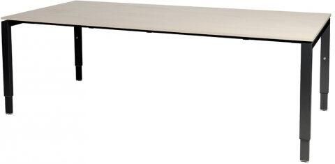 Schaffenburg Domino vergadertafel hoogte instelbaar(62 85cm)met 200x100cm'zwevend'lindberg eiken 20mm blad en zwart(RAL9011)N poot frame