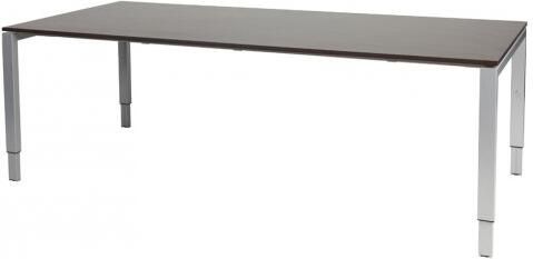 Schaffenburg Domino vergadertafel hoogte instelbaar(62 85cm)met 200x100cm'zwevend'wenge donker 20mm blad en aluminium(RAL9006)N poot frame