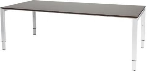 Schaffenburg Domino vergadertafel hoogte instelbaar(62 85cm)met 200x100cm'zwevend'wenge donker 20mm blad en wit(RAL9010)N poot frame