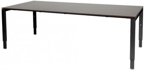 Schaffenburg Domino vergadertafel hoogte instelbaar(62 85cm)met 200x100cm'zwevend'wenge donker 20mm blad en zwart(RAL9011)N poot frame