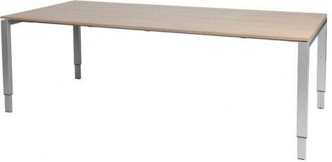 Schaffenburg Domino vergadertafel hoogte instelbaar(62 85cm)met 220x100cm'zwevend'kersen licht 20mm blad en aluminium(RAL9006)N poot frame