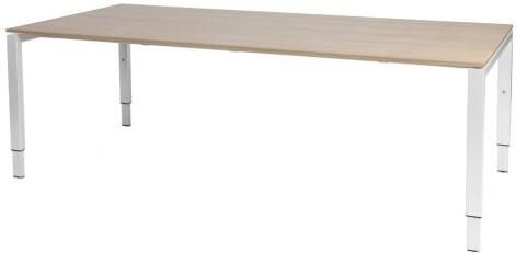 Schaffenburg Domino vergadertafel hoogte instelbaar(62 85cm)met 220x100cm'zwevend'kersen licht 20mm blad en wit(RAL9010)N poot frame