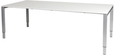 Schaffenburg Domino vergadertafel hoogte instelbaar(62 85cm)met 220x100cm'zwevend'krijtwit 20mm blad en aluminium(RAL9006)N poot frame