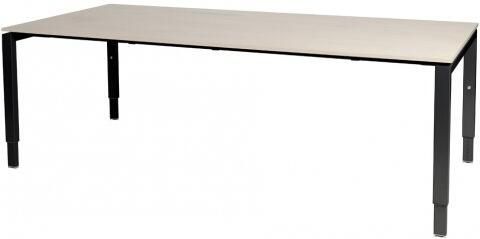 Schaffenburg Domino vergadertafel hoogte instelbaar(62 85cm)met 220x100cm'zwevend'lindberg eiken 20mm blad en zwart(RAL9011)N poot frame