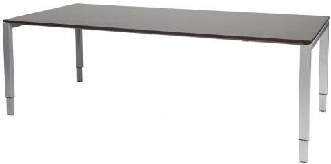 Schaffenburg Domino vergadertafel hoogte instelbaar(62 85cm)met 220x100cm'zwevend'wenge donker 20mm blad en aluminium(RAL9006)N poot frame