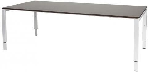 Schaffenburg Domino vergadertafel hoogte instelbaar(62 85cm)met 220x100cm'zwevend'wenge donker 20mm blad en wit(RAL9010)N poot frame